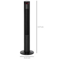 Turmventilator leise mit Fernbedienung Timer und LED schwarz