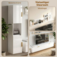 TV-Board schwebend für Wohnzimmer Wand 180cm hochglanz weiss