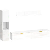 TV-Board schwebend für Wohnzimmer Wand 180cm hochglanz weiss