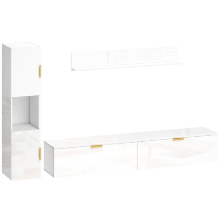 TV-Board schwebend für Wohnzimmer Wand 180cm hochglanz weiss