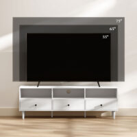 TV-Kommode mit Schubladen und offenen Fächern für 75 Zoll Fernseher weiss