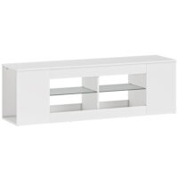 TV Lowboard mit Glasregalen und viel Stauraum 140cm weiss
