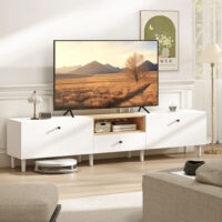 TV Lowboard mit Stauraum für Fernseher bis 90 Zoll 200cm weiss