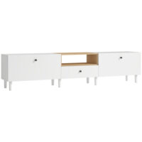 TV Lowboard mit Stauraum für Fernseher bis 90 Zoll 200cm weiss