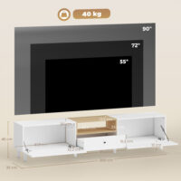 TV Lowboard mit Stauraum für Fernseher bis 90 Zoll 200cm weiss