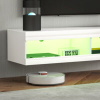 TV Lowboard hängend mit LED für 55-60 Zoll Hochglanz weiss