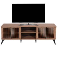 TV-Rack Fernsehtisch Lowboard 3D-Design Staufächer 55x166x41cm braun