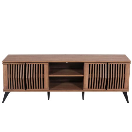 TV-Rack Fernsehtisch Lowboard 3D-Design Staufächer 55x166x41cm braun