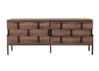 TV-Rack Fernsehtisch Lowboard 3D-Flecht-Design 120cm braun