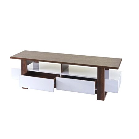 TV-Rack Fernsehtisch Lowboard 3D-Struktur 46x150x45cm Walnuss-Optik Hochglanz