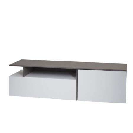 TV-Rack Lowboard Fernsehtisch 45x161x40cm Beton-Optik weiss