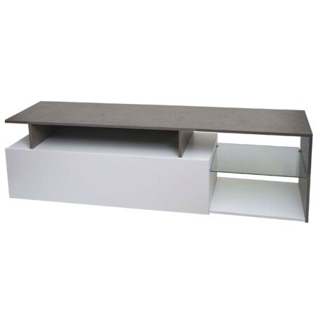TV-Rack Lowboard Fernsehtisch 47x170x40cm Beton-Optik weiss