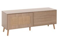 TV-Rack Lowboard TV-Schrank Kubu Rattan 56x140x41cm Eiche-Optik