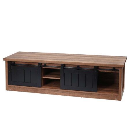 TV-Rack TV-Board Schiebetüren Staufächer 43x150x40cm braun