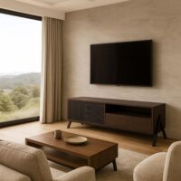 TV-Rack Lowboard TV-Schrank 2 Schubladen Türen 48x155x40cm Walnuss-Optik