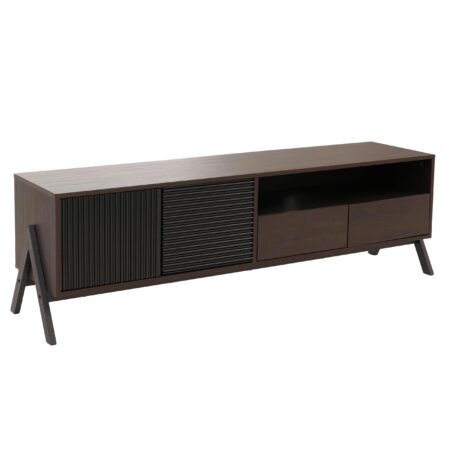 TV-Rack Lowboard TV-Schrank 2 Schubladen Türen 48x155x40cm Walnuss-Optik