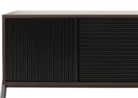TV-Rack Lowboard TV-Schrank 2 Schubladen Türen 48x155x40cm Walnuss-Optik