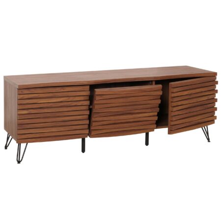 TV-Rack Lowboard TV-Schrank 3D-Design 52x142x44cm Walnuss-Optik