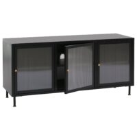 TV-Rack Lowboard TV-Schrank Industrial Schilfglas 58x120x40cm schwarz