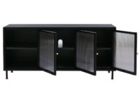 TV-Rack Lowboard TV-Schrank Industrial Schilfglas 58x120x40cm schwarz
