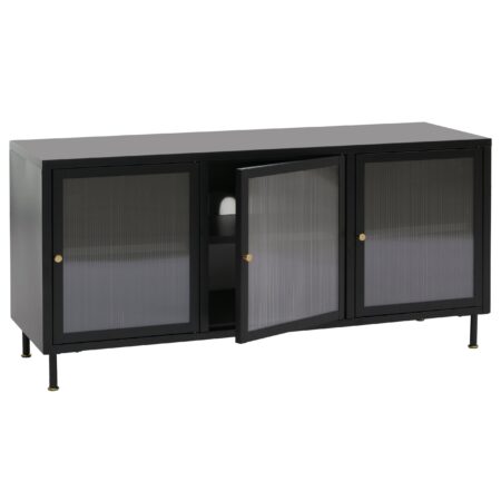 TV-Rack Lowboard TV-Schrank Industrial Schilfglas 58x120x40cm schwarz