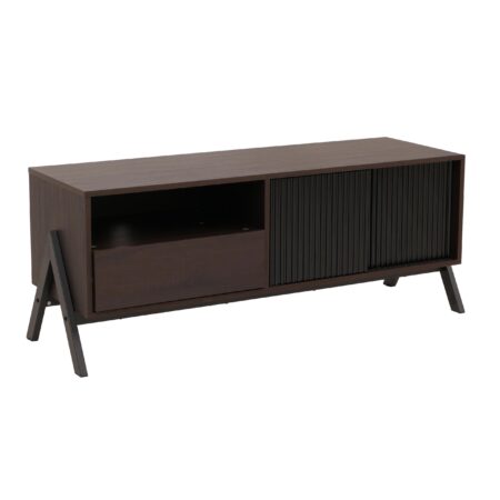 TV-Rack Lowboard TV-Schrank Schiebetür 49x120x40cm Walnuss-Optik