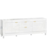 TV-Schrank modern mit Stauraum für Fernseher bis 75 Zoll Hochglanz Weiss