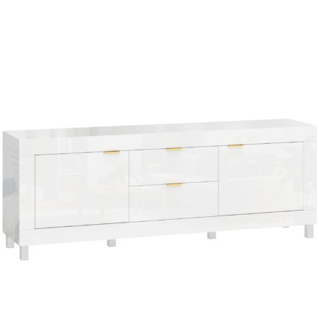 TV-Schrank modern mit Stauraum für Fernseher bis 75 Zoll Hochglanz Weiss
