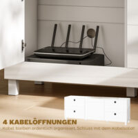 TV-Schrank modern mit Stauraum für Fernseher bis 75 Zoll Hochglanz Weiss