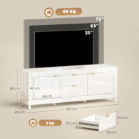 TV-Schrank modern mit Stauraum für Fernseher bis 75 Zoll Hochglanz Weiss