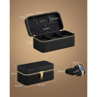 Stilvolles Uhren-Organizer Reiseetui für bis zu 3 Uhren aus PU-Leder und Wildlederimitat. Perfekt für Geschäftsreisen und Wochenendausflüge. Maße: 10 x 20 x 9 cm, Gewicht: 390 g.