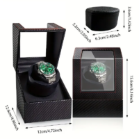 Uhrenbeweger für 1 Uhr Kunstleder Carbon Look