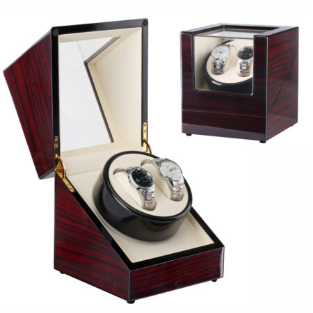 Uhrenbeweger für 2 Uhren Holz weinrot