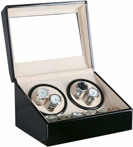 Uhrenbeweger für 4 + 6 Uhren Holz hochglanz Schwarz