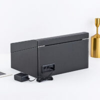 Uhrenbeweger für 4 + 6 Uhren Holz Kunstleder Schwarz