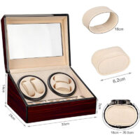 Uhrenbeweger für 4 + 6 Uhren Holz Weinrot