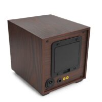 Rückseite Uhrenbeweger Mr. Smith – Dunkelbraun Holzoptik mit Stromanschluss und Batteriefach