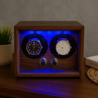 Uhrenbeweger Mr. Smith für 2 Automatikuhren – Dunkelbraun mit 4 Modi & LED