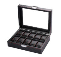 Uhrenbox für 10 Uhren Carbon 27.5 x 21.5 x 8.5cm