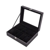 Uhrenbox für 10 Uhren Schwarz Kunstleder 25.5 x 20.50 x 8cm