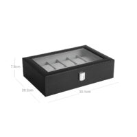 Uhrenbox Schmuckbox mit 12 Fächern Schwarz.