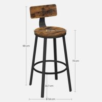 VASAGLE Barhocker 2er Set Industrie-Design