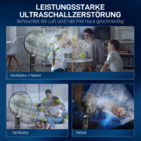 Ventilator oszillierend mit Wasserkühlung und Luftbefeuchter schwarz