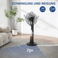 Ventilator oszillierend mit Wasserkühlung und Luftbefeuchter schwarz