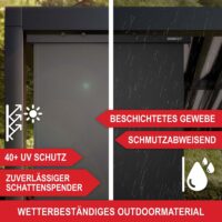 Große Vertikalmarkise 250x180 cm für optimalen Schatten und Schutz vor direkter Sonneneinstrahlung.