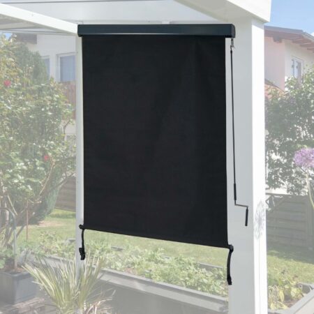 Vertikalmarkise schwarz 250x100 cm Sichtschutz Rollo UV-Schutz