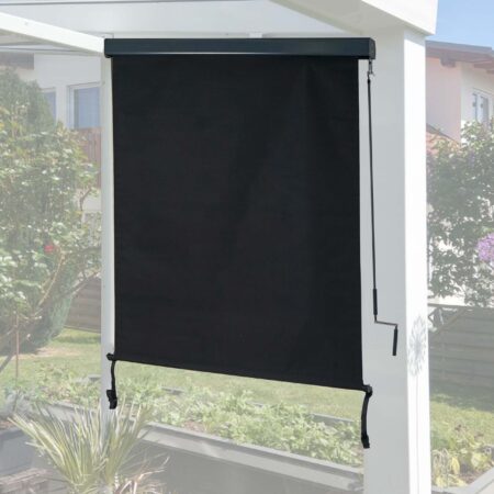 Vertikalmarkise schwarz 250x140 cm Außenrollo mit UV-Schutz