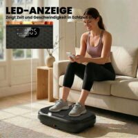 Vibrationsplatte mit Fernbedienung Muskelaufbau LED schwarz