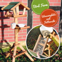 Dekoratives Vogelhäuschen mit Ständer, wetterfest und perfekt zur Vogelfütterung.