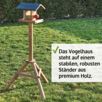 Wetterfestes und dekoratives Vogelhäuschen mit Ständer, ideal zur Vogelfütterung.